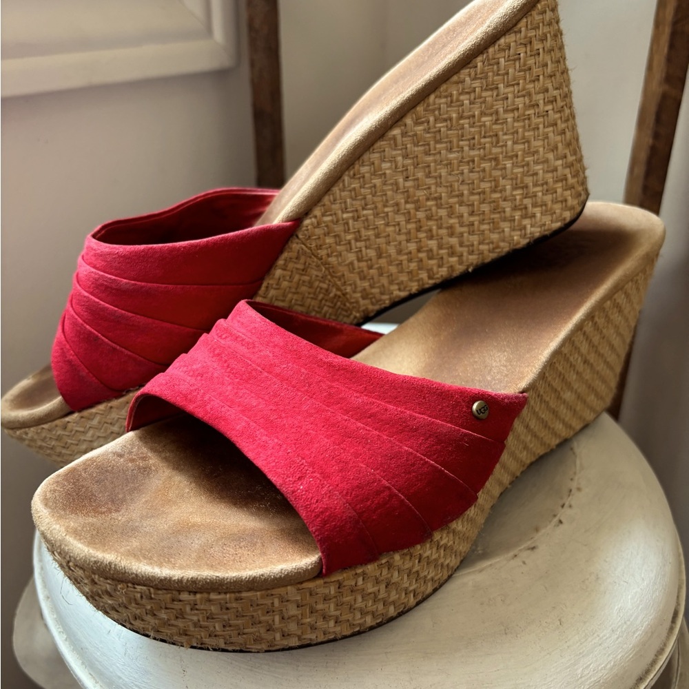 UGG Red Wedge Sandals